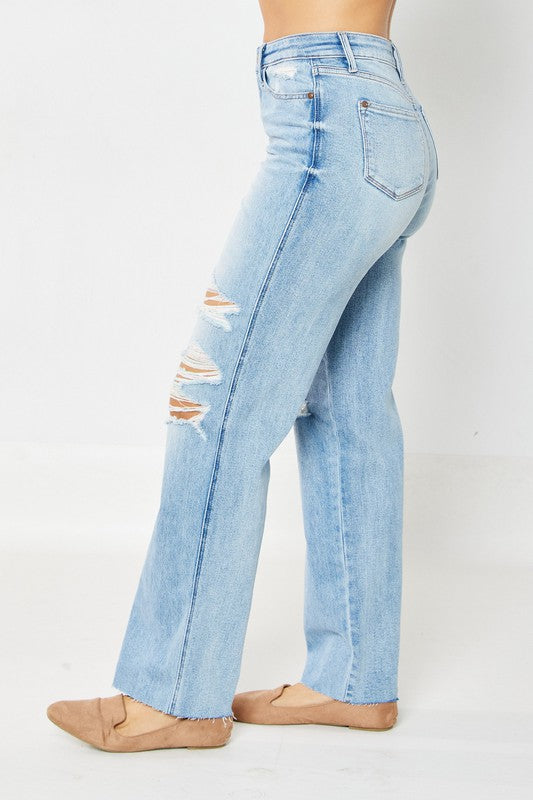 Rigid Magic 90’s Destroy Straight Leg Jeans ~  Denim