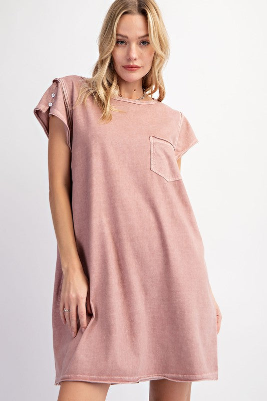 Millie Mineral Washed Knit Dress ~ Mauve