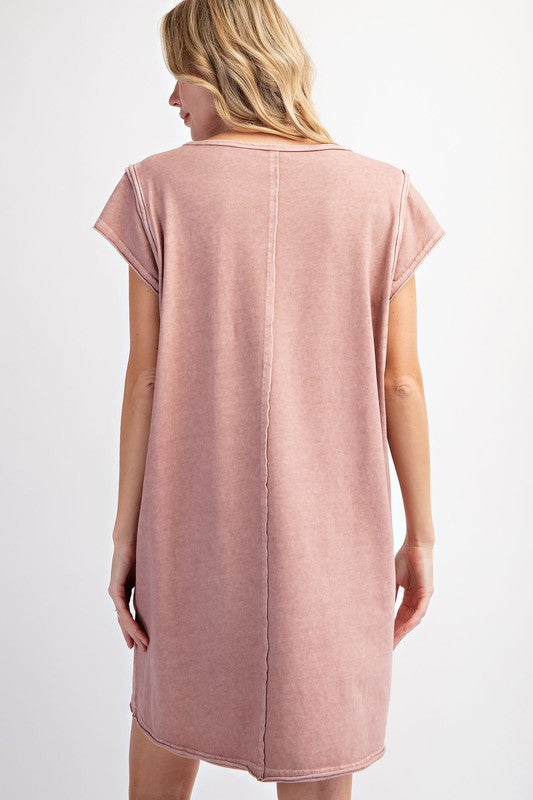 Millie Mineral Washed Knit Dress ~ Mauve