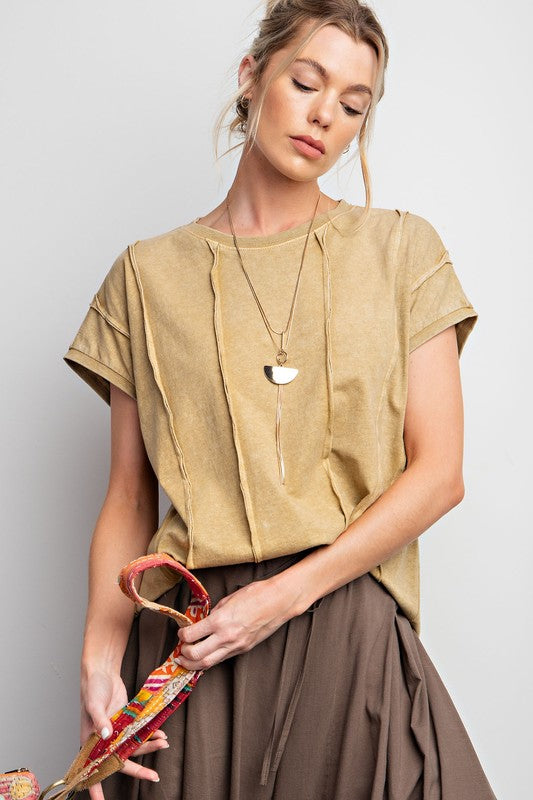 Moxy Mineral Washed Boxy Top ~ Golden