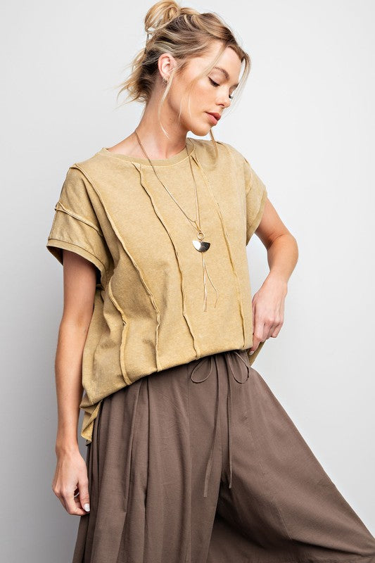 Moxy Mineral Washed Boxy Top ~ Golden