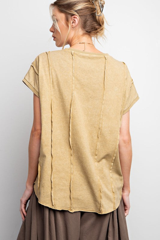 Moxy Mineral Washed Boxy Top ~ Golden