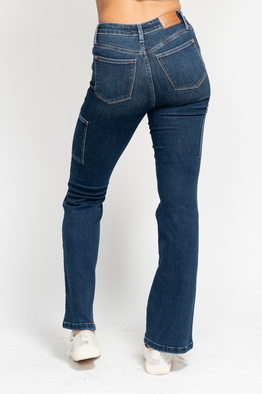 Judy Blue Cargo Bootcut Jeans ~ Dark Denim