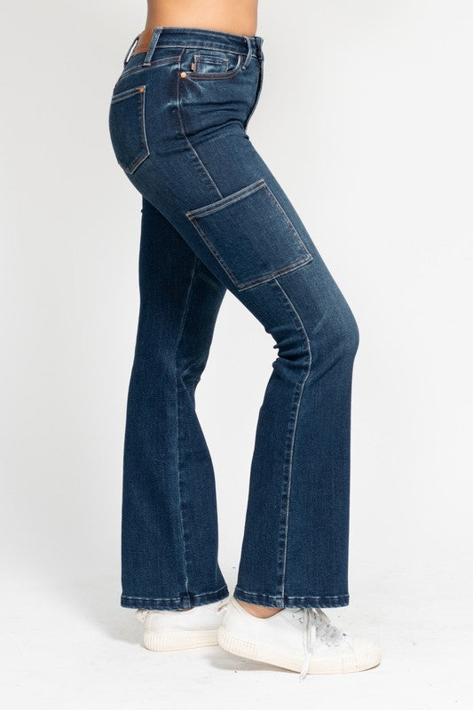 Judy Blue Cargo Bootcut Jeans ~ Dark Denim