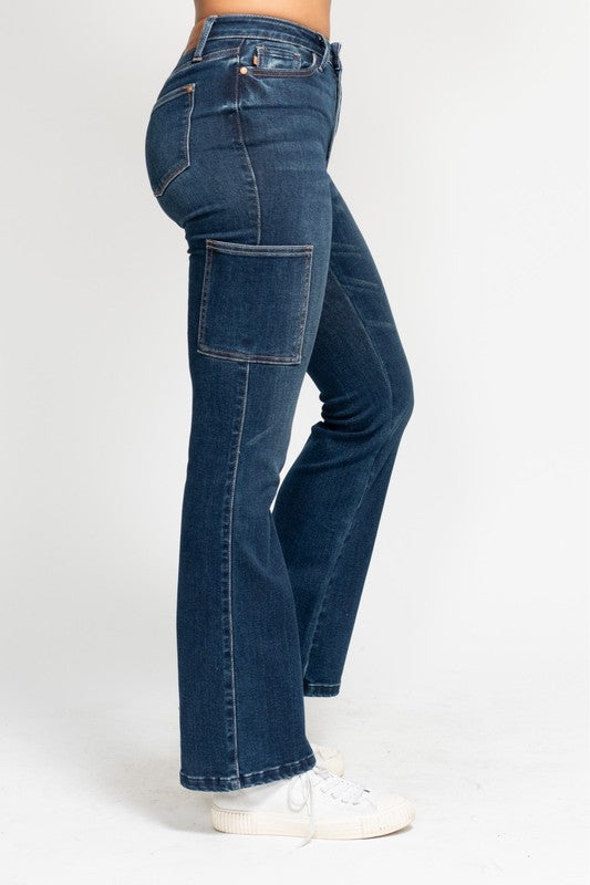 Judy Blue Cargo Bootcut Jeans ~ Dark Denim