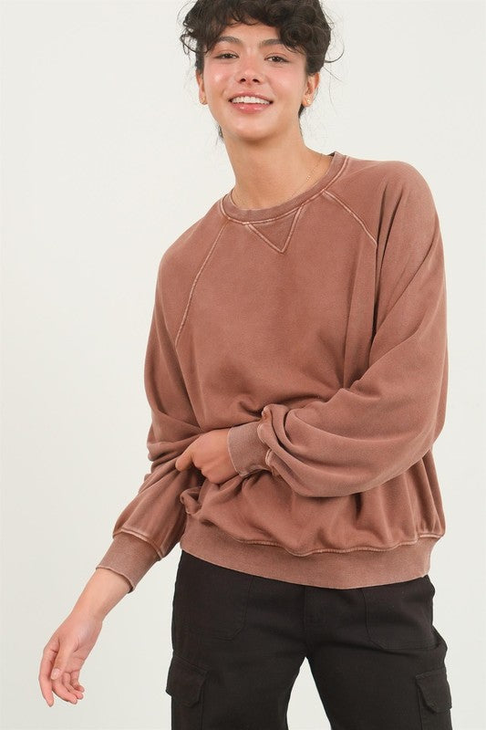 Lexie Crew Neck Pullover ~ Chestnut