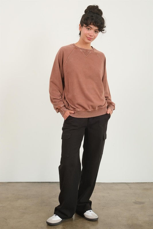 Lexie Crew Neck Pullover ~ Chestnut