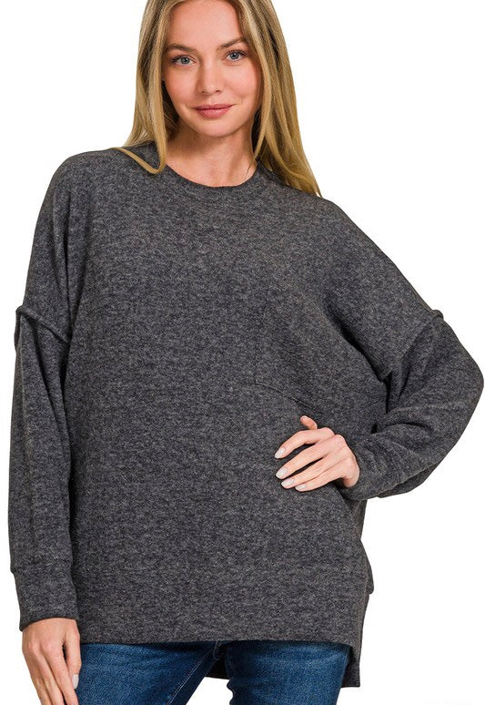 Charlotte Brushed Melange Drop Shoulder Sweater