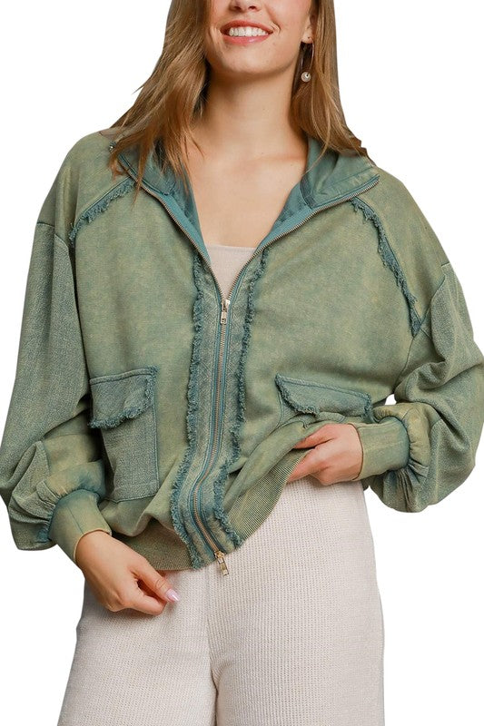 Chelsey Washed Luxeknit Linen Blend Jacket ~ Lagoon