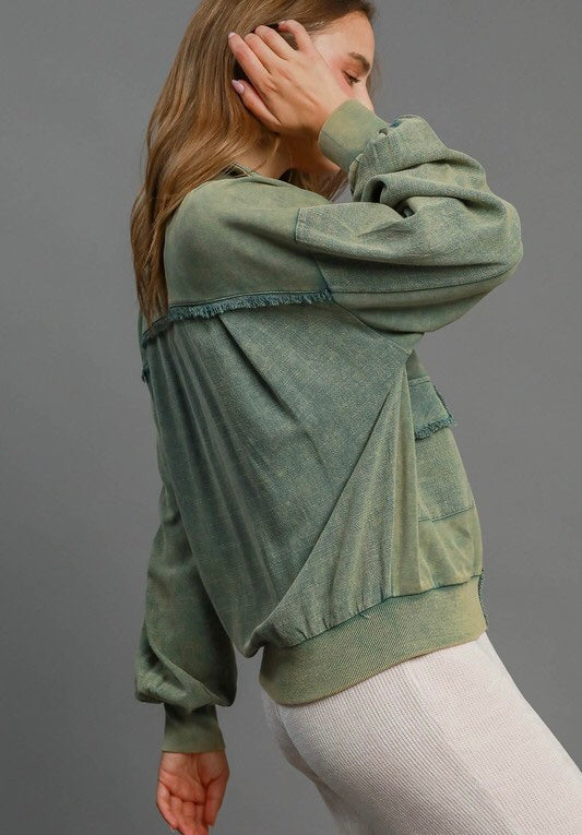 Chelsey Washed Luxeknit Linen Blend Jacket ~ Lagoon