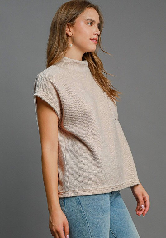 Elizabeth Soft Knit Mock Neck Top ~ Cream