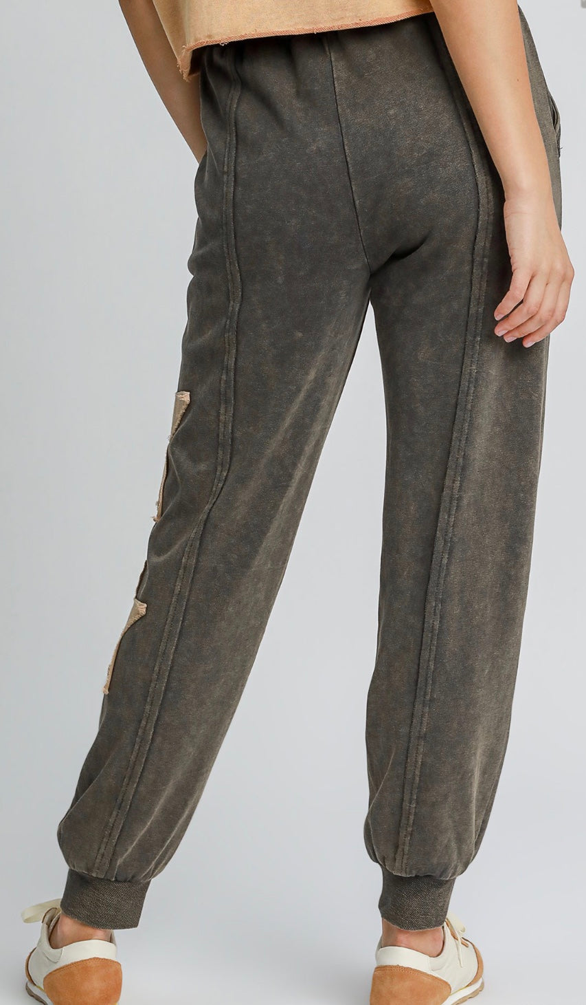 Amanda Mineral Washed French Terry Joggers Pants ~ Charcoal