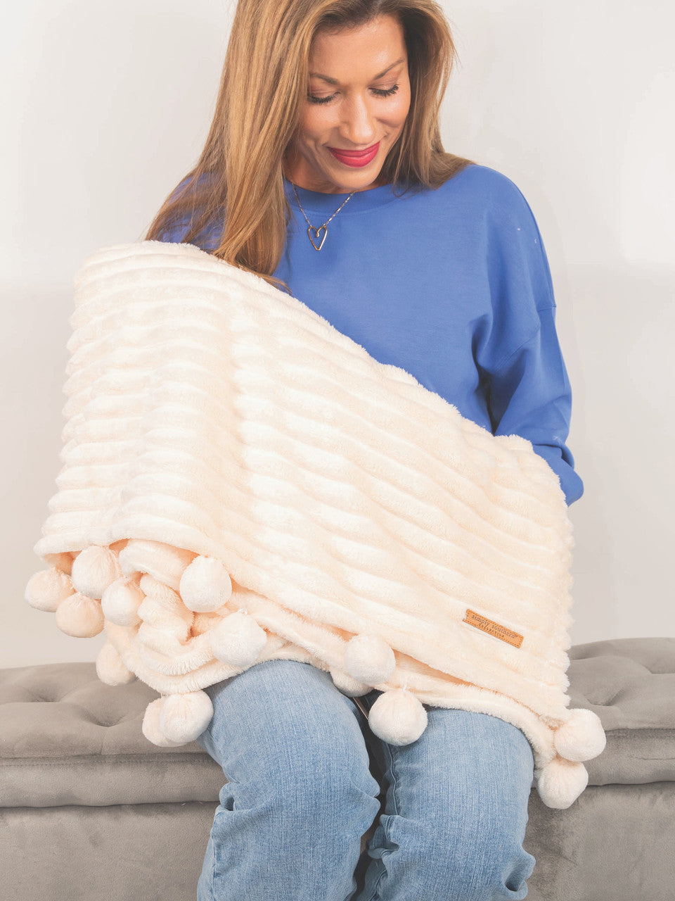 Simply Southern Soft & Cozy Pom Pom Throw Blanket