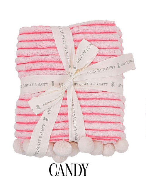 Simply Southern Soft & Cozy Pom Pom Throw Blanket