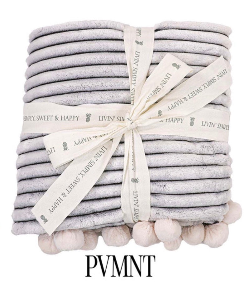 Simply Southern Soft & Cozy Pom Pom Throw Blanket