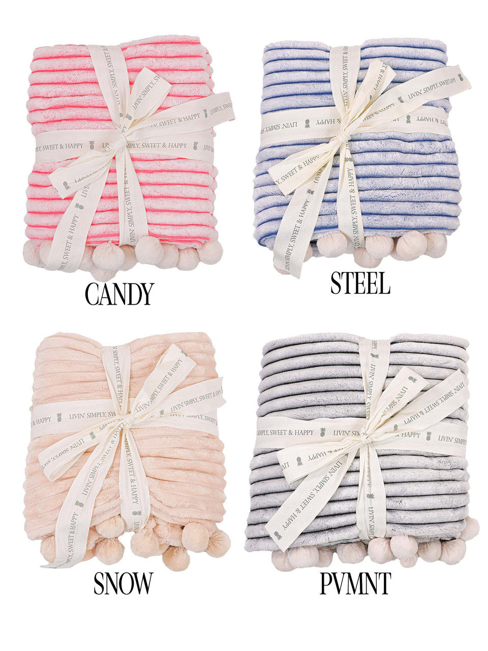 Simply Southern Soft & Cozy Pom Pom Throw Blanket