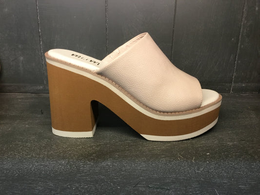 Jemma Chunky Color Blocked Platform Heel ~ Nude Pink