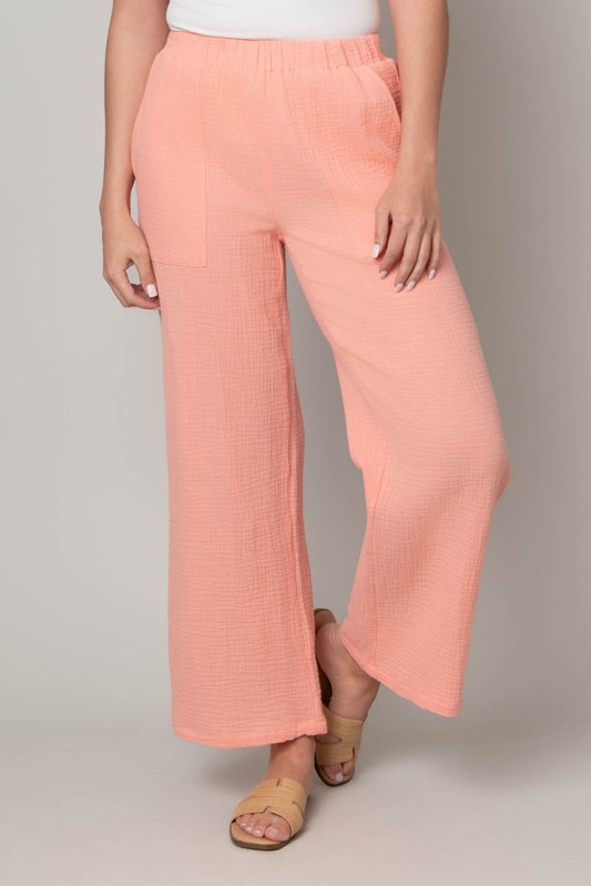 Carrie Gauze Wide Leg Pants ~ Coral