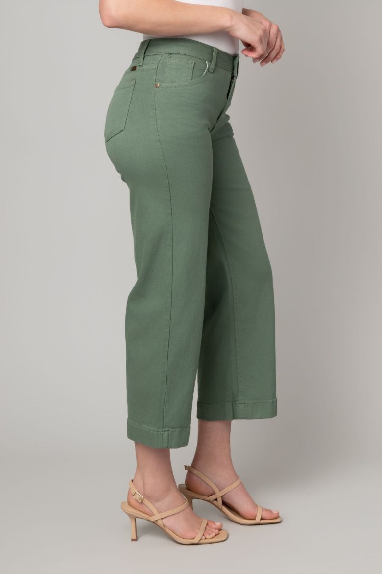 Taylor Twill Wide Leg Crop Jeans ~ Olive