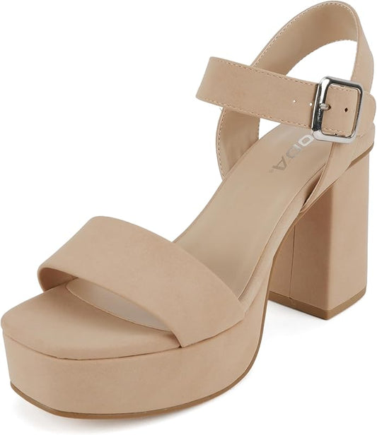 Macey Ankle Strap Heel Sandal ~ Nude