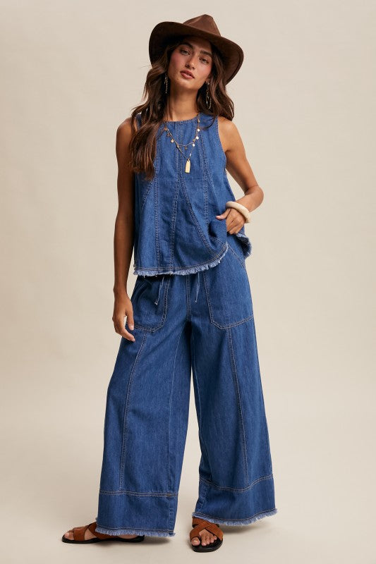 Willow Washed Denim Sleeveless Top ~ Blue Haze