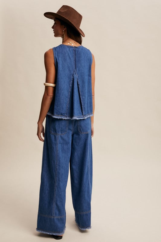 Willow Washed Denim Sleeveless Top ~ Blue Haze