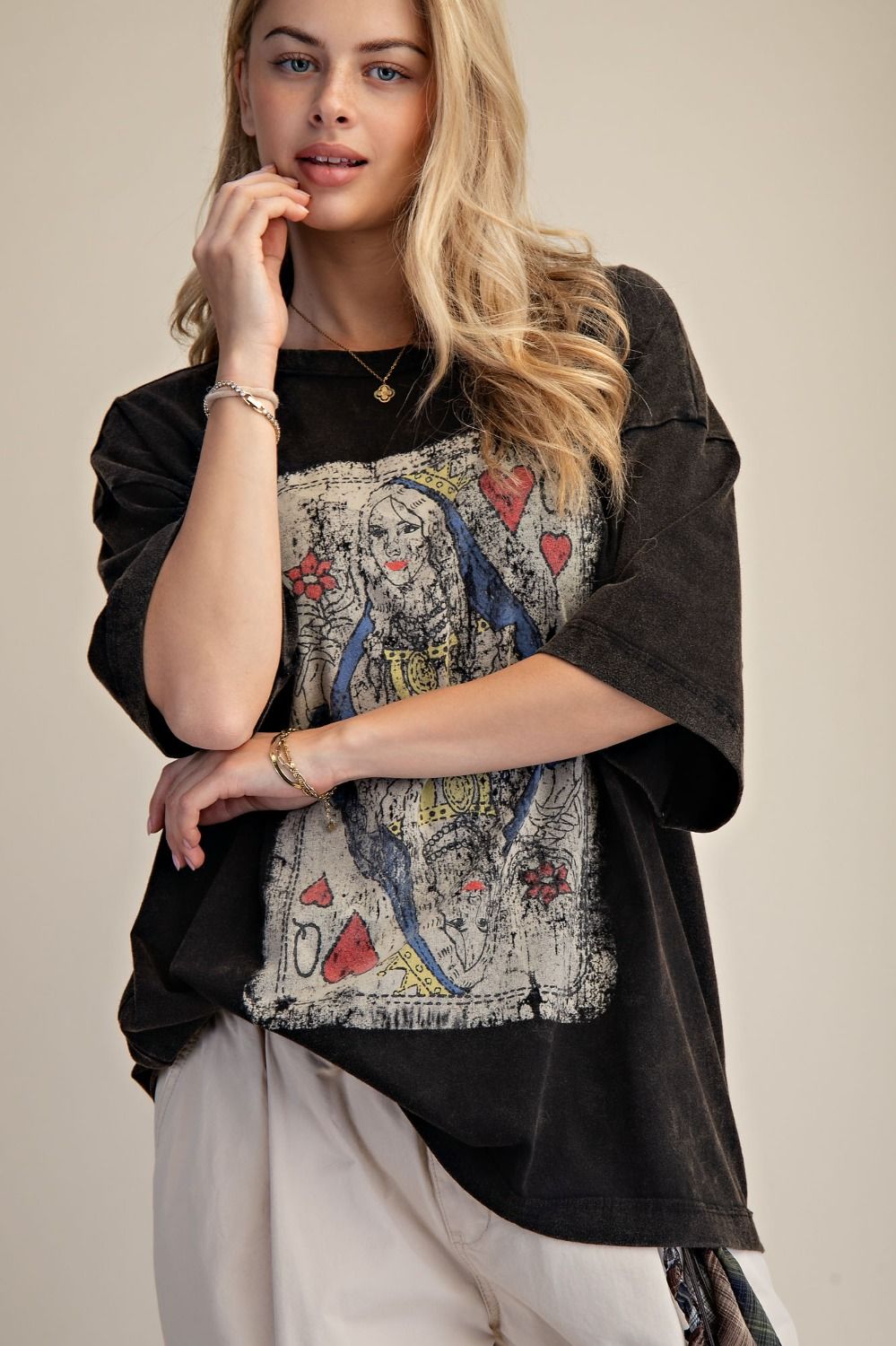 Playing Card Art Washed Top ~Black