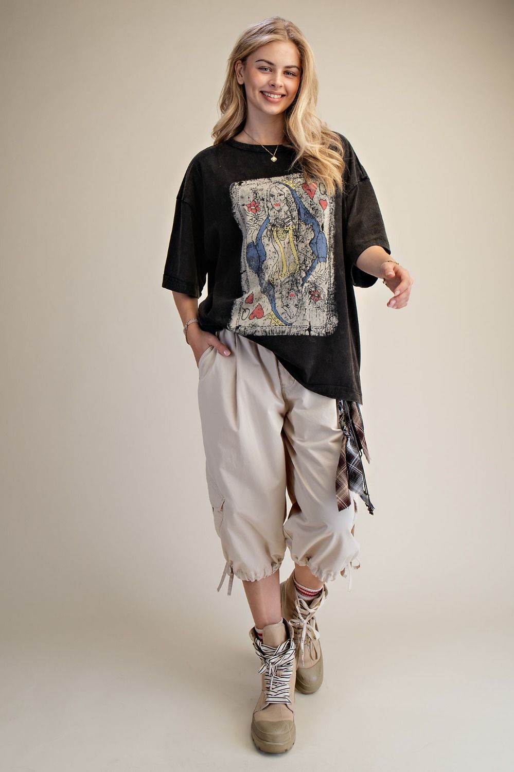 Playing Card Art Washed Top ~Black