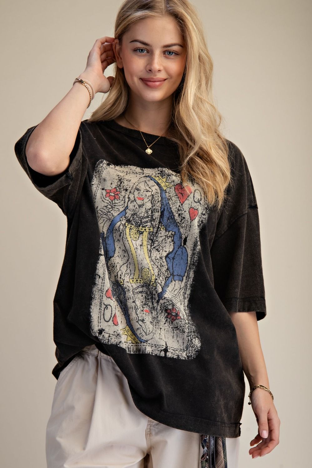 Playing Card Art Washed Top ~Black