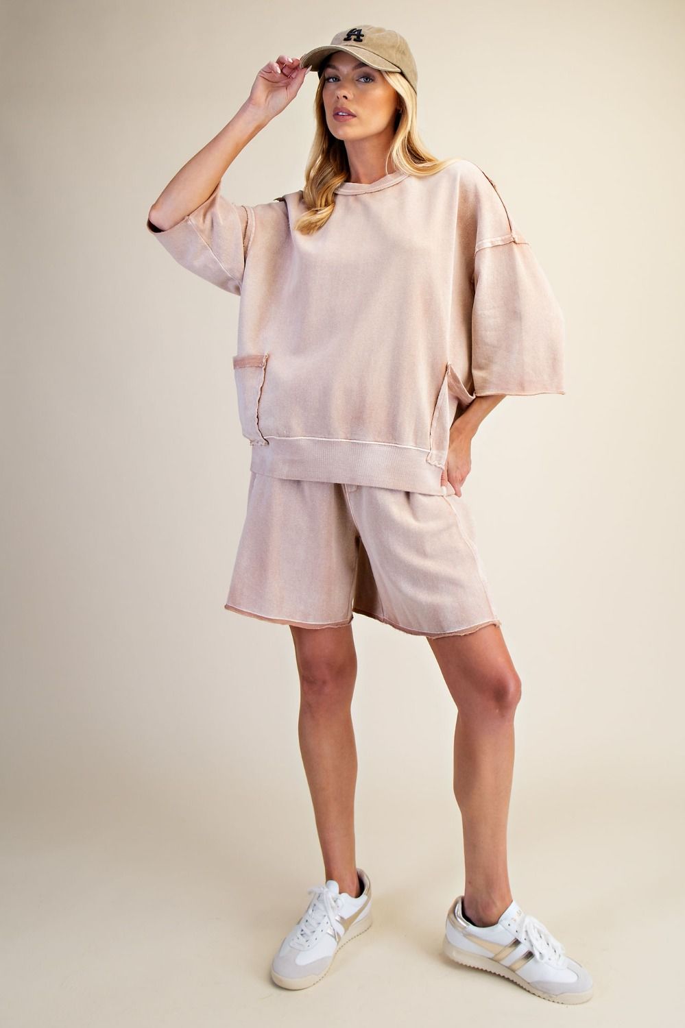 Tanya Mineral Wash Terry Knit Top ~ Cinnamon