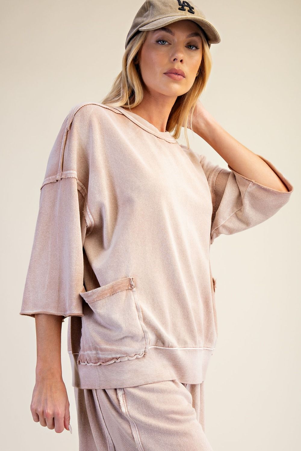 Tanya Mineral Wash Terry Knit Top ~ Cinnamon