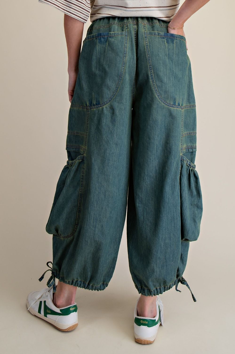 Paige Pocket Cargo Pants ~ Washed Denim