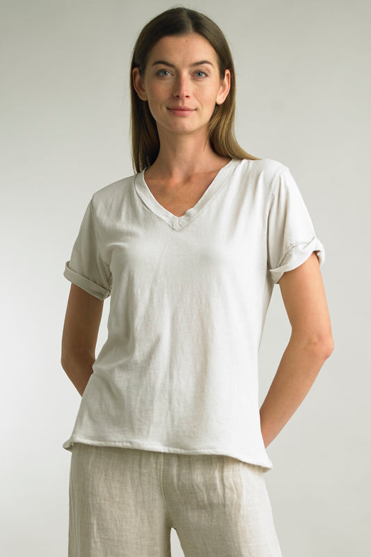 Savannah V Neck Tee ~ White