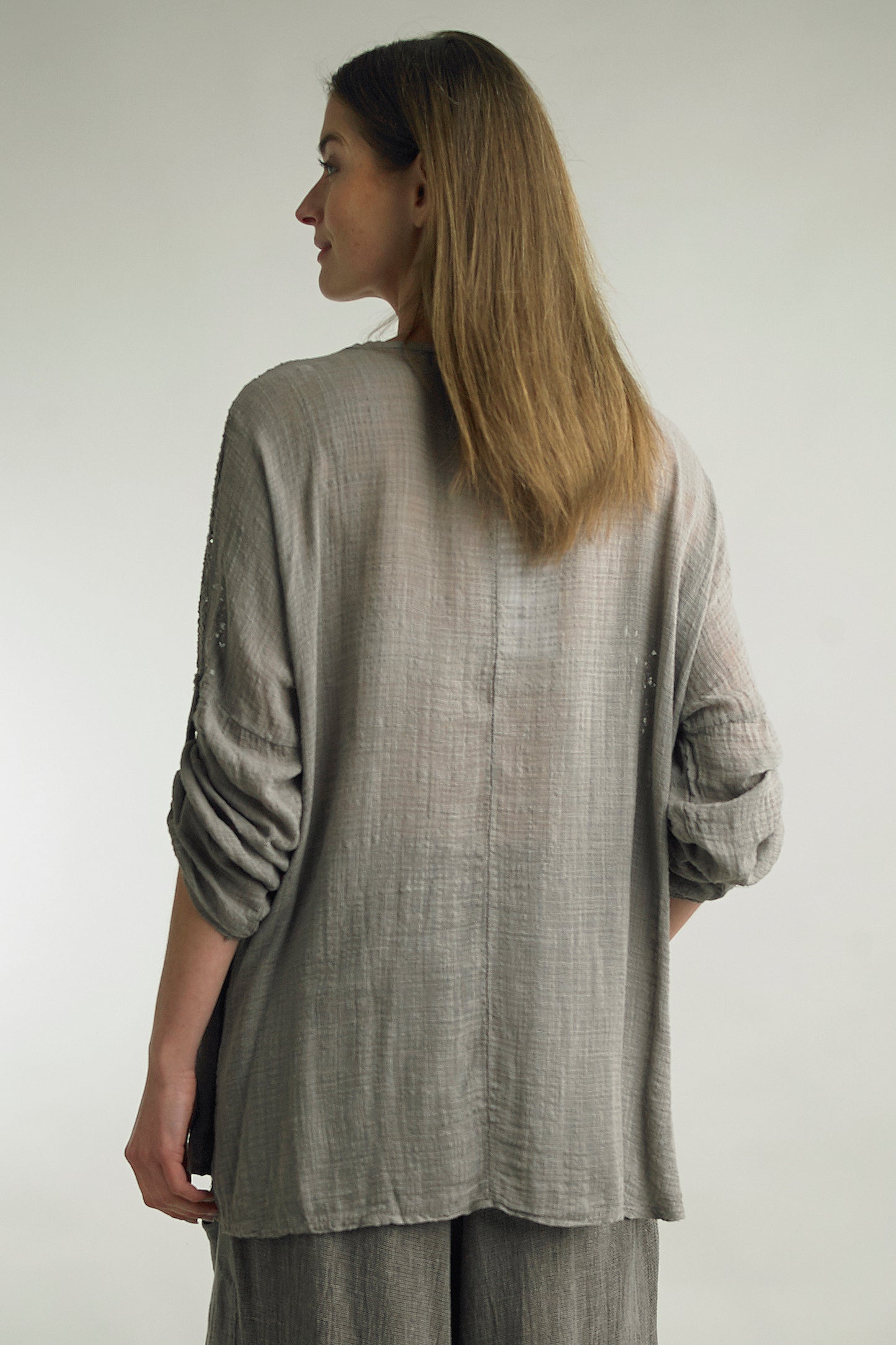 Eloise Lace & Embroidered Top ~ Taupe