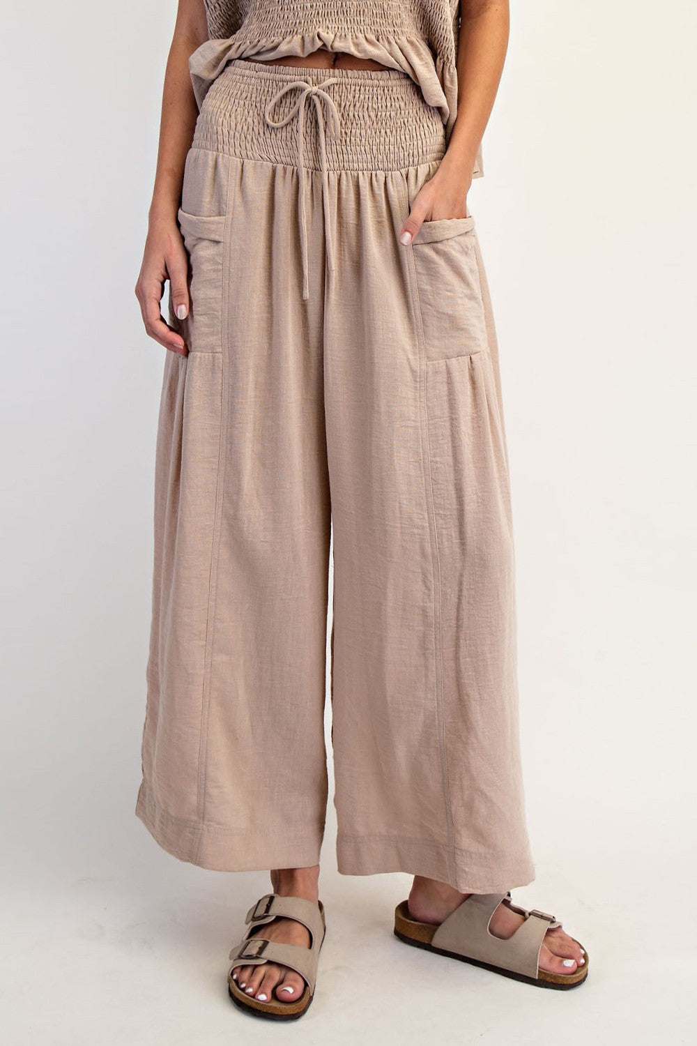 Brenlee Baggy Wide Leg Crop Pants ~ Taupe