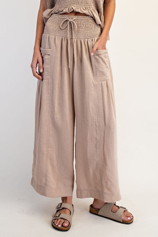 Brenlee Baggy Wide Leg Crop Pants ~ Taupe