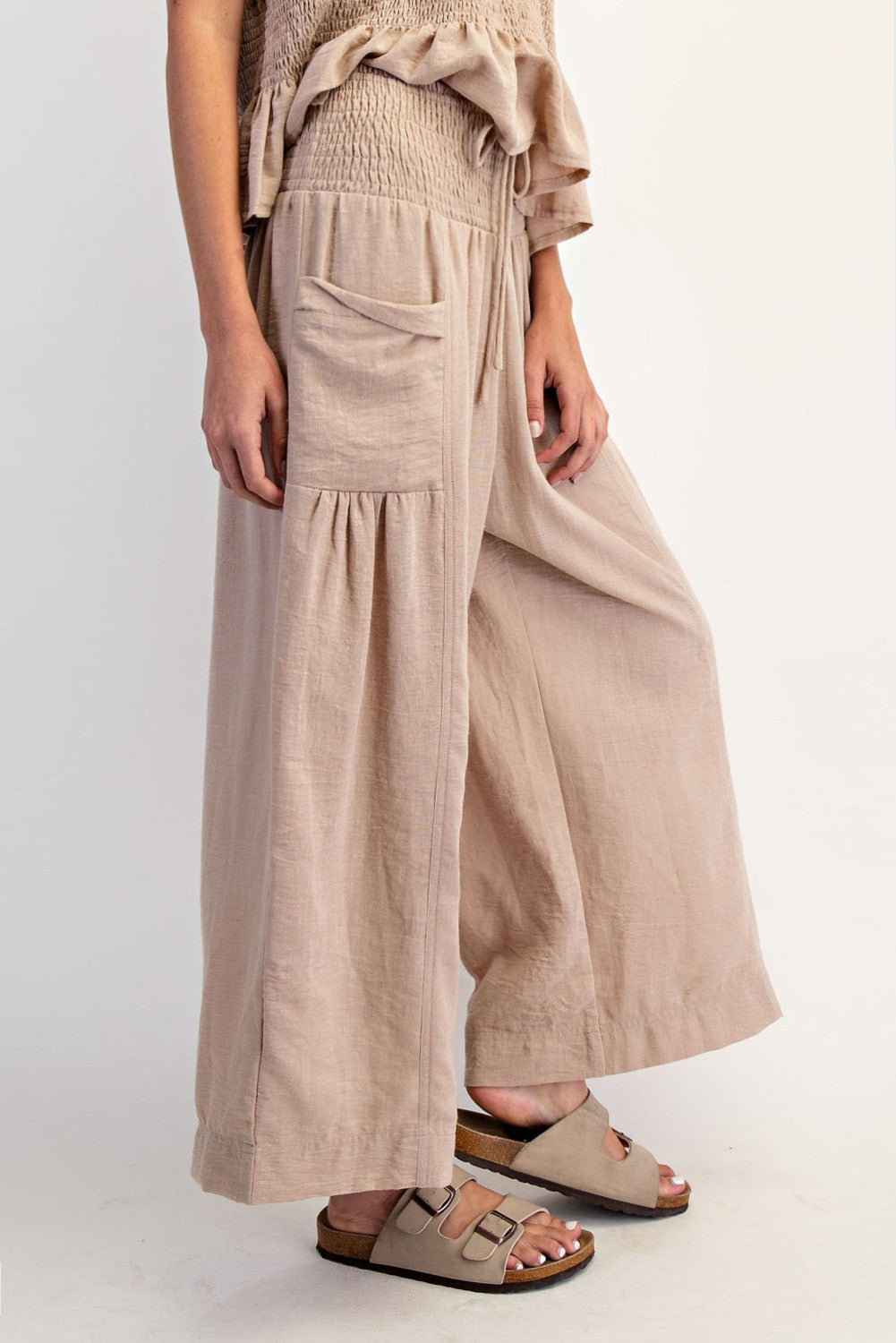 Brenlee Baggy Wide Leg Crop Pants ~ Taupe