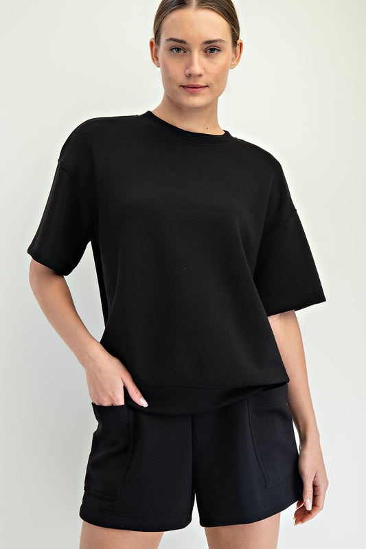 Millie Modal Scuba Top ~ Black