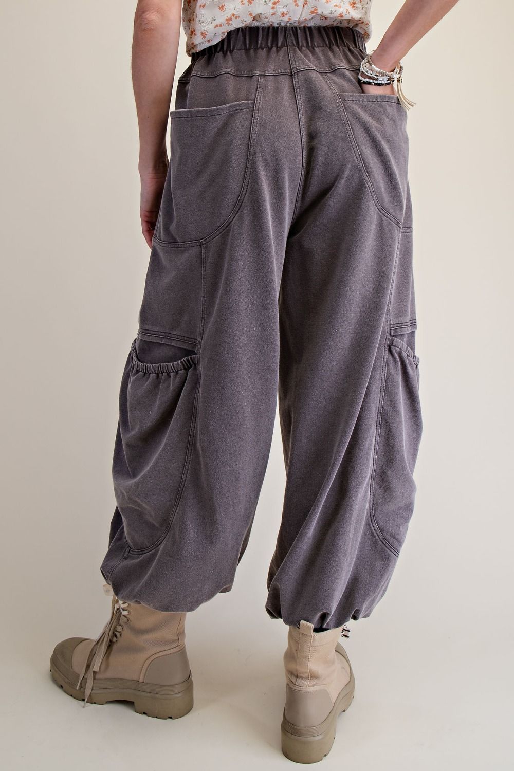 Bailey Washed Terry Cargo Pants ~ Ash