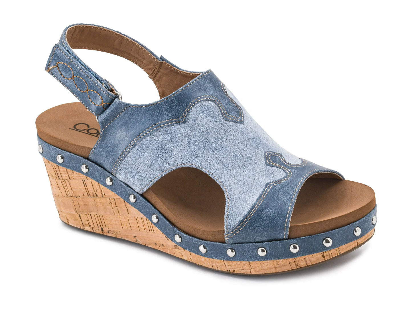 Corky's "Hey Stranger" Two Tone Cork Wedge ~ Ocean
