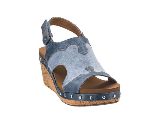 Corky's "Hey Stranger" Two Tone Cork Wedge ~ Ocean