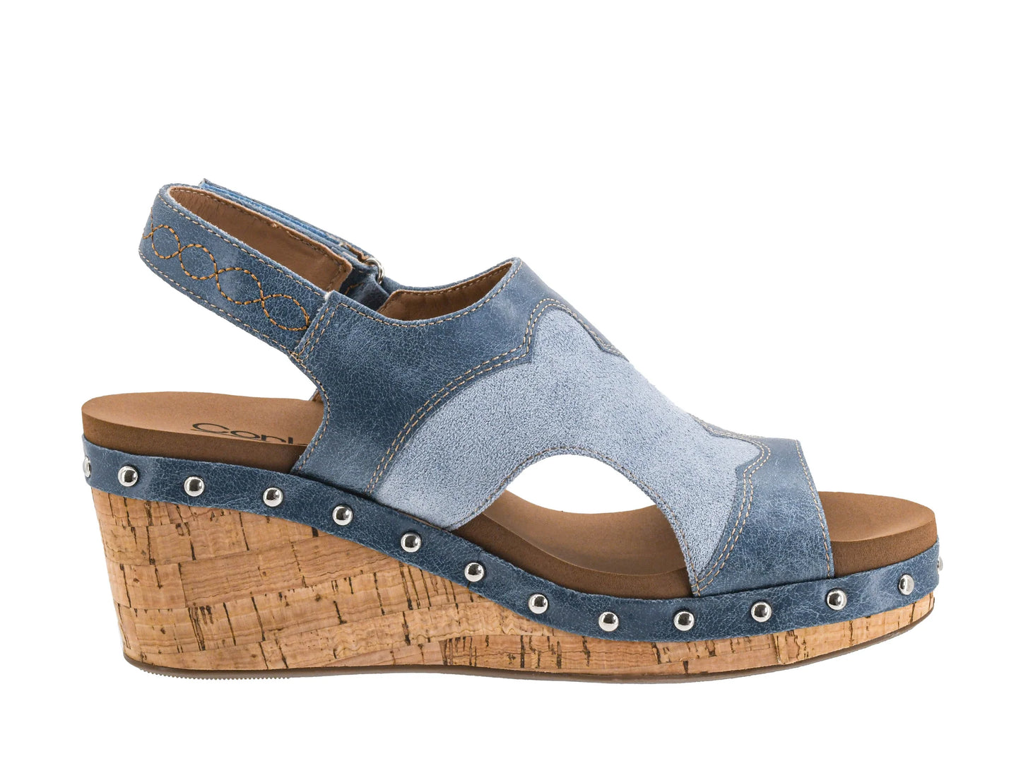 Corky's "Hey Stranger" Two Tone Cork Wedge ~ Ocean