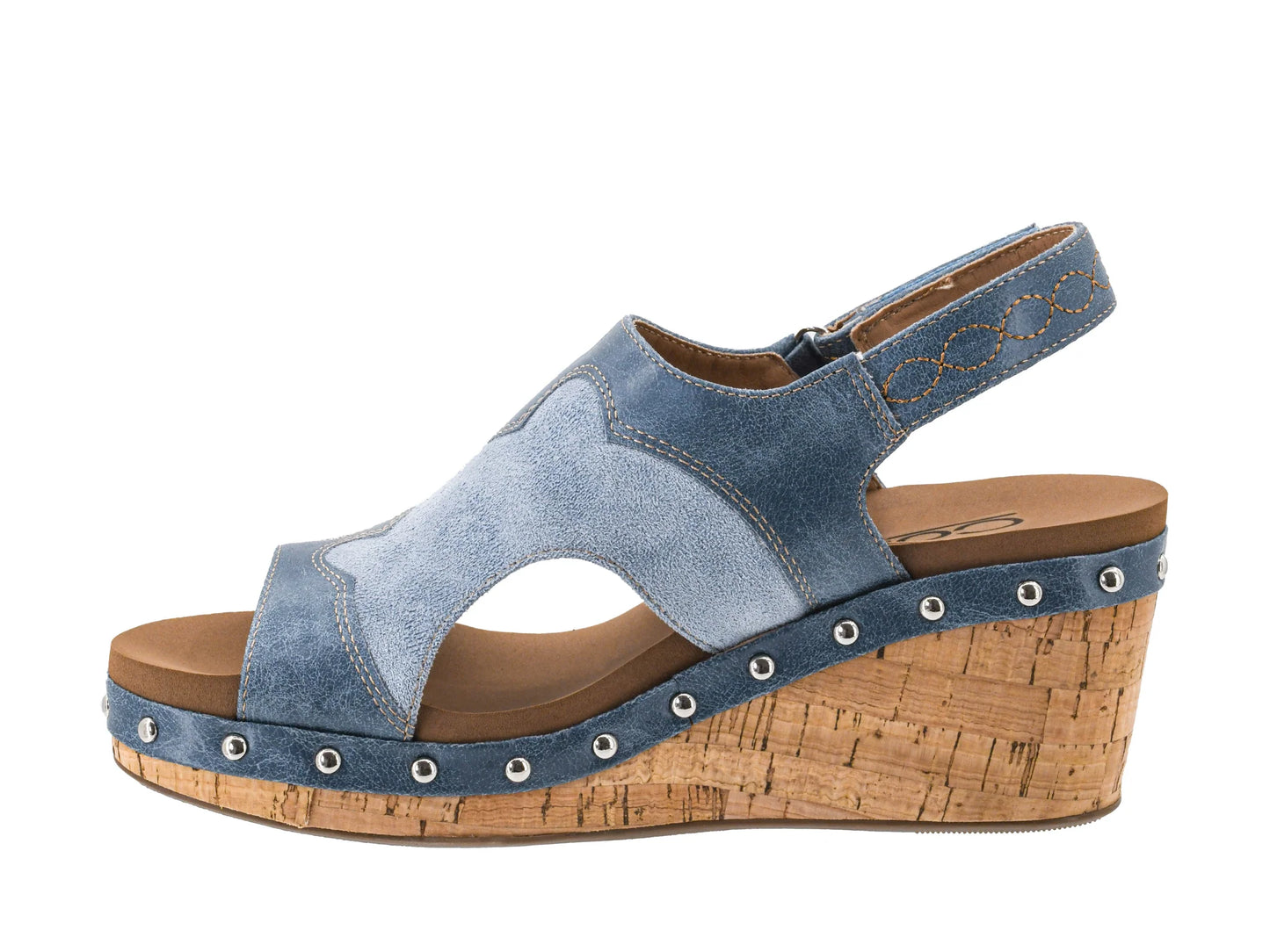 Corky's "Hey Stranger" Two Tone Cork Wedge ~ Ocean