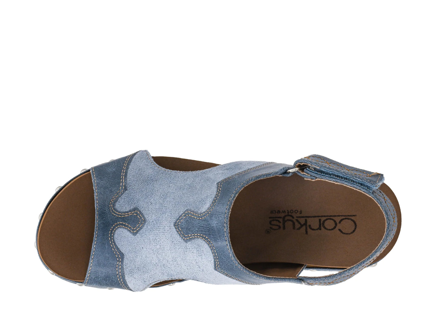 Corky's "Hey Stranger" Two Tone Cork Wedge ~ Ocean