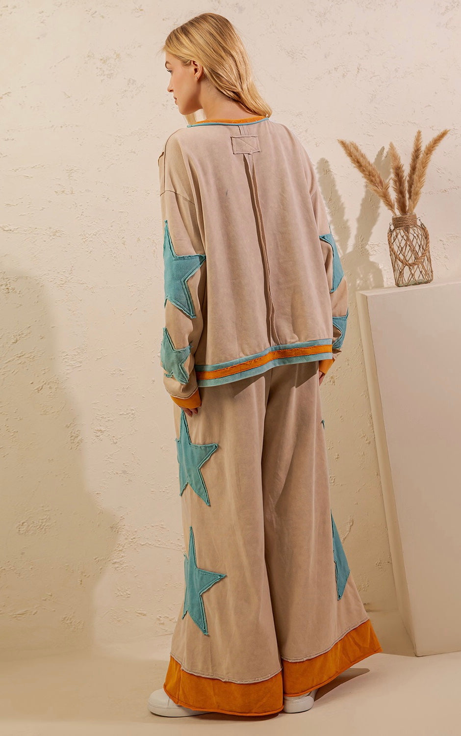 Stardust French Terry Star Top ~ Sand/Green