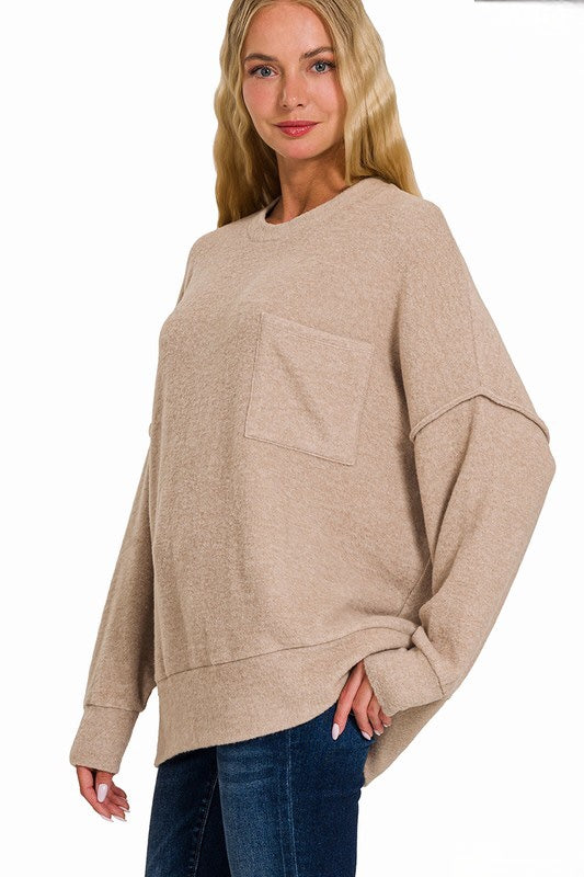 Charlotte Brushed Melange Drop Shoulder Sweater