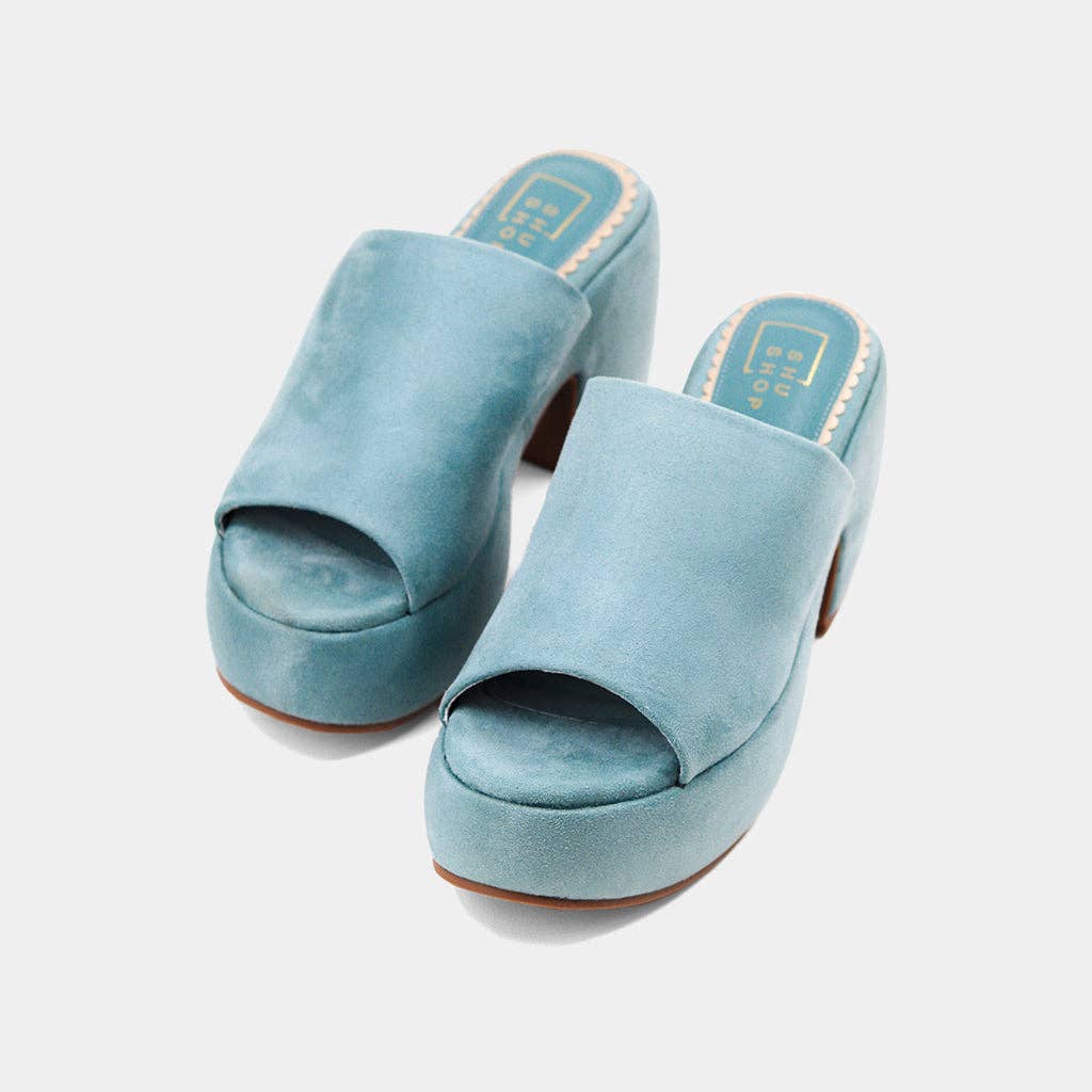 Gypsy Suede Heel Sandal ~ Aqua