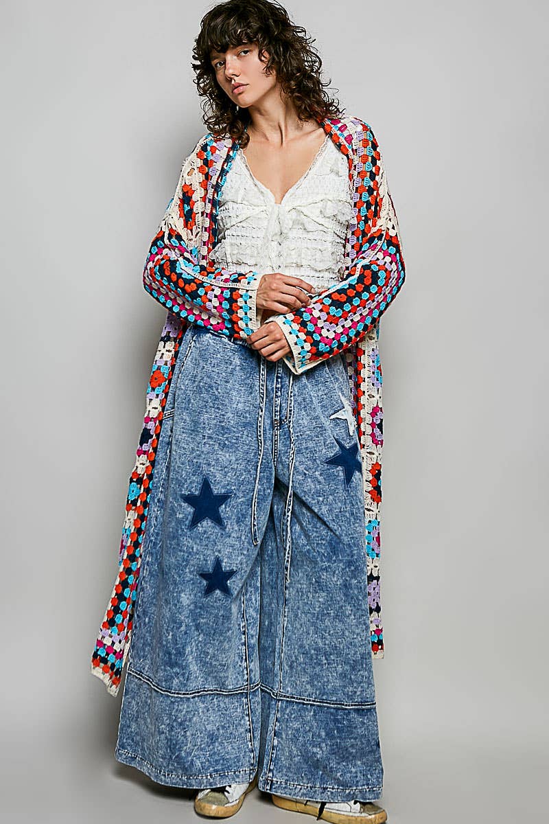 Carley Square Crochet Cardigan Duster ~ Multi