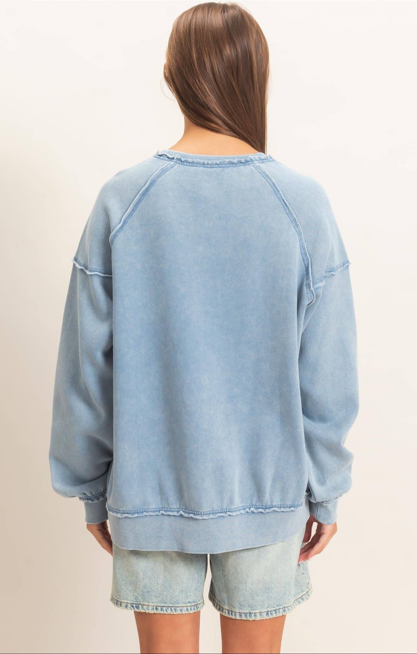 Ashlee Acid Wash Raw Edge Sweatshirt