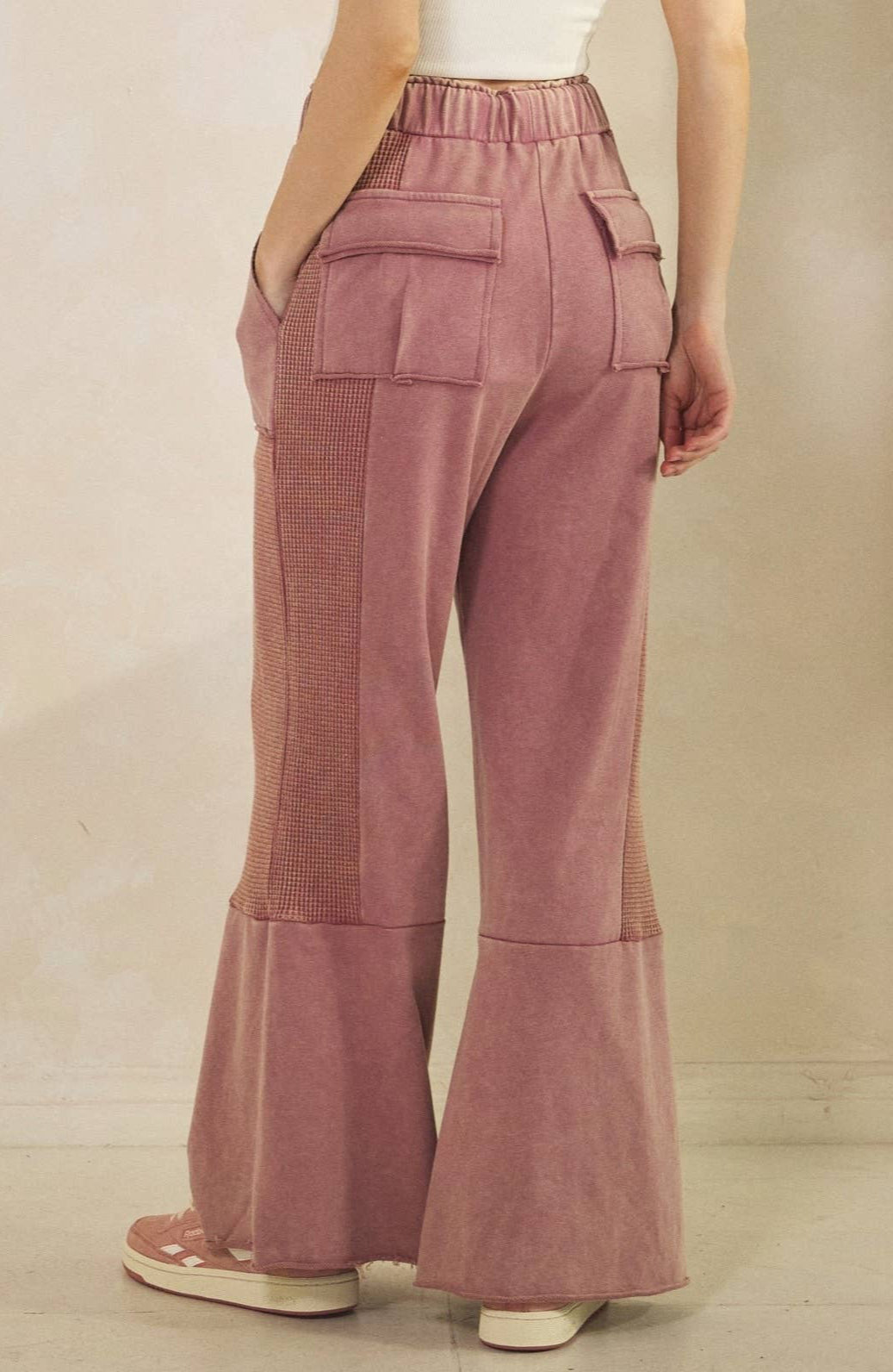 Vivian Vintage Wash Flare Panel Pants ~ Mauve